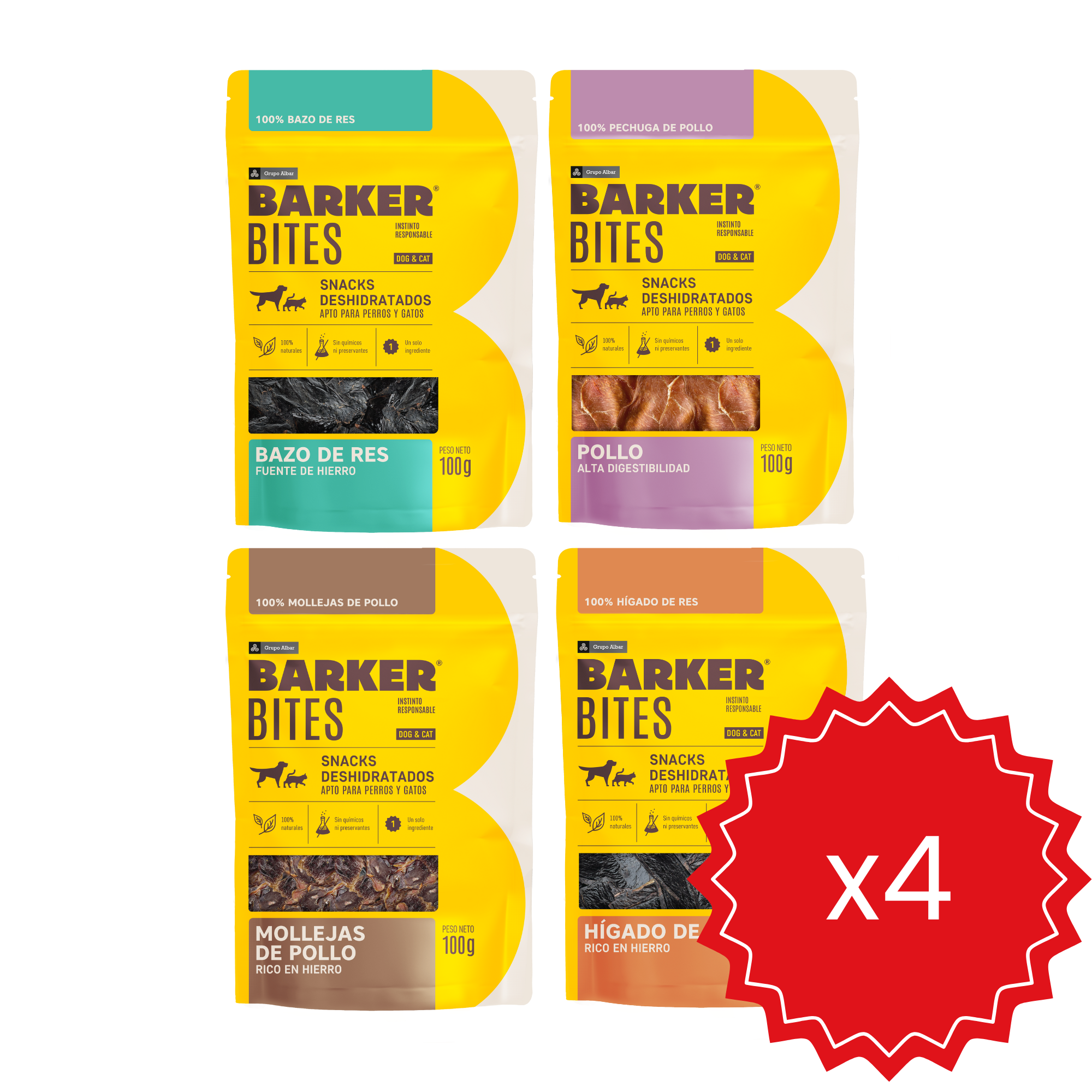 Pack x4 Barker Bites Mix + Licky Mat