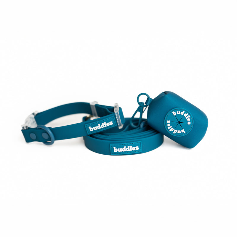 Azul | Collar PVC + Correa PVC + Poop Bag